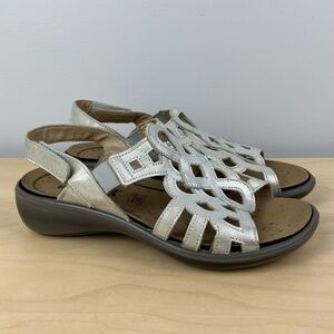 Romika Women’s Size 37 / 6.5 Metallic Silver Leather Slingback Sandals